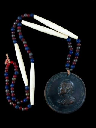 Antique Trade Beads - Bronze Peace Medal (1849)