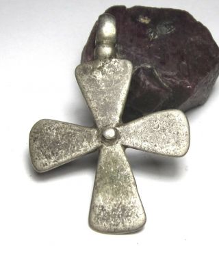 Rare Large Old Solid Silver Ethiopian Cross Antique Pendant 6mm X 46mm