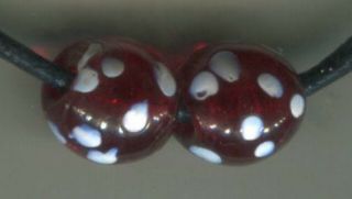 African Trade Beads Vintage Venetian Old Glass 2 Rare Red Clear Skunk Fancy Eye