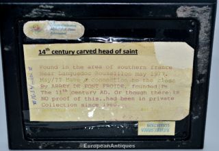 14th Century Relic Head Of Saint Wood Icon found near Fontfroide Abbey in France 2