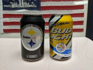 Pittsburgh Steelers Bud Light Beer Cans.  Two For 4.  00 Empty