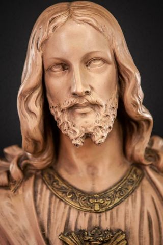 Sacred Heart of Jesus Sculpture | Christ Bust Statue | Terracotta Figure | 13 