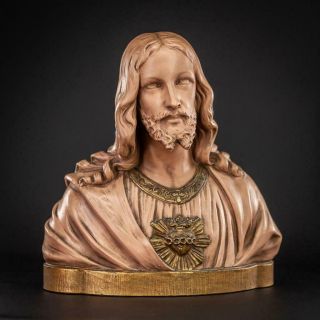 Sacred Heart of Jesus Sculpture | Christ Bust Statue | Terracotta Figure | 13 