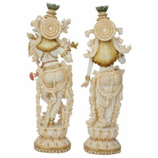 Marble Dust Lord Krishna Radha Statue for Home Indian Art Handmade Idol Figurine 2