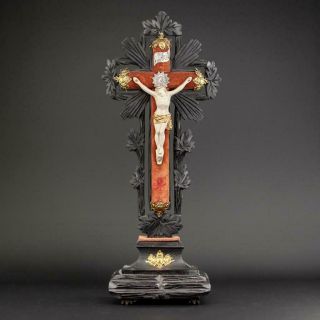 Altar Crucifix | Standing Cross Wood Carving | Wooden Jesus Christ | 18 "