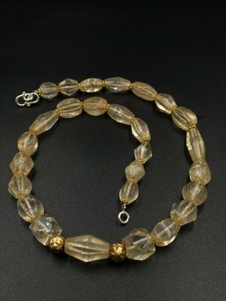 Old Ancient Antique Crystal Quartz Beads Necklace From Himalaya Nepal