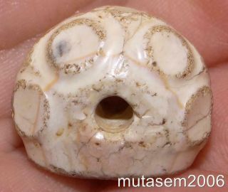 23mm Ancient Asia Minor Etched Agate Pendant Seal Bead,  3000,  Years Old,  Mc31