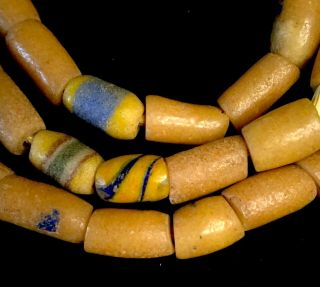 Strand Older African Sandcast Powder Glass Beads From Ghana Krobo Tribal Africa