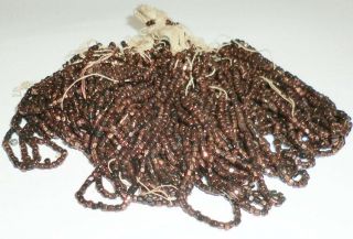 RARE Vintage Antique Czech 3 - Cut Metallic Dark Bronze Beads Mini Master Hank 3