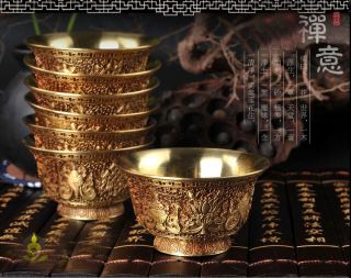 Tibet Buddhist Mikky Copper Offering Water Bowl Cup Divine Focus Ritual 7xpcs