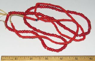 African Trade Beads,  Red Whitehearts,  2 Strand,  Approx 24 " Each