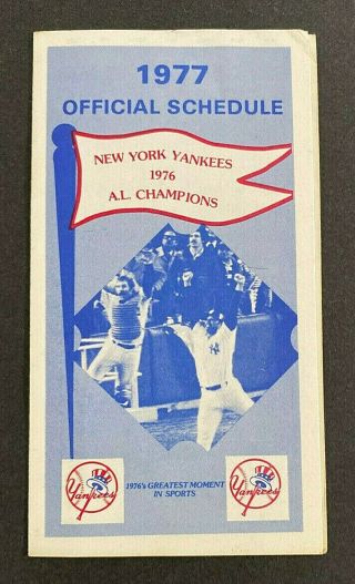 Vintage 1977 York Yankees Baseball Pocket Schedule Thurman Munson