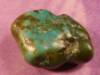 Antique Tibetan Natural Deep Blue Grn Turquoise Bead Patina 26 By 18 By 10.  3 Mm
