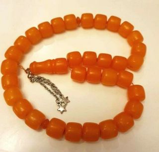 Vintage Faturan Carrot Orange Amber Bakelite Islamic Prayer Rosary Beads 91 Gr