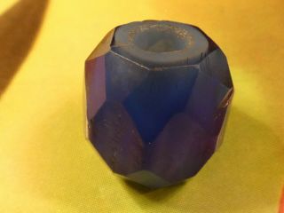 Antique Faceted Russian Blue World Trade Bead Rare Giant Size 13.  3 By 10.  8 Mm
