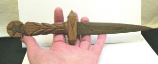 Old Athame Dagger Knife Ritual Ceremony Magic Carved Wood Handle 5 Point Star