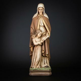 St Anne Statue | Saint Anna With Mary Child Figure | Ann Plaster Figurine | 16 "