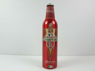 2011 St.  Louis Cards Budweiser World Series Red Aluminum Beer Bottle Empty W/cap