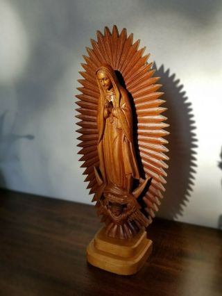 Vtg Our Lady Of Guadelupe/virgin Hand - Carved Wood Mexican Art Sculpture/statue