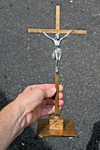 , Older Altar Cross,  Solid Bronze,  13 1/4 " Ht. ,  (cu518) Chalice Co