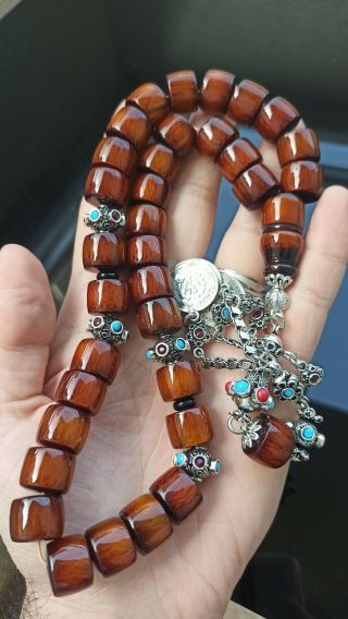 German Faturan Cherry Prayer Beads Bakelite Raretesbih Rosaryمسبحة فاتوران مكحل