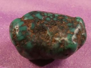 Antique Tibetan Natural Deep Blue Grn Turquoise Bead Patina 18.  7 By 13.  9 Mm