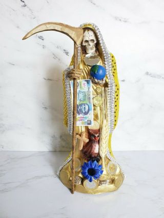 Santa Muerte 12 " Gold Holy Death Grim Reaper Statue