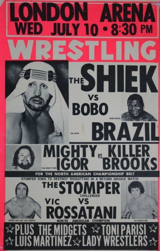 The Shiek Vs Bobo Brazil 8x10 Poster Photo Wrestling Picture Wwf Mighty Igor