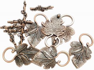 12sets Fine Fancy Antique Copper leaf Toggle clasps - Jewelry Supplies 3