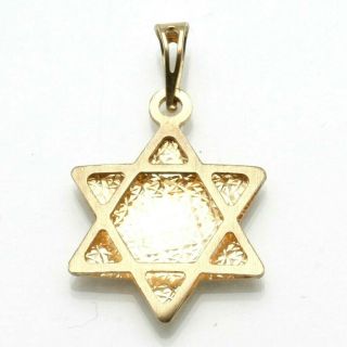 Vintage 14k Yellow Gold Jewish Star Of David Diamond Cut Sparkly Judaica Estate