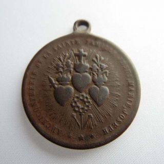 Antique Bronze Medallion Archiconfrierie De La Sainte Famille