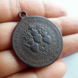 Antique bronze medallion ARCHICONFRIERIE DE LA Sainte Famille 2