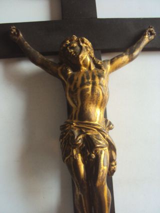 Vintage Inri Catholic Wall Crucifix Cross Gold Metal Jesus 17 " X 9 "