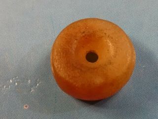 Ancient Pre - Columbian Tairona Light Orange Agate Disc Bead 10.  3 By 3.  9 Mm