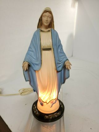 Vintage Hartland Molded Plastic Madonna Virgin Mary Statue Lamp