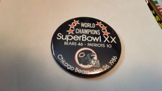 World Champions Chicago Bears Bowl Champions 1986 Pin Back Button