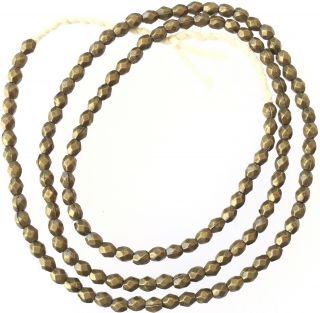 Faceted Oval Antique Bronze ethnic Diamond Cut metal Beads 4.  3mm beads 2