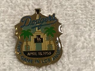 Los Angeles Dodger Pin 1st Game In Los Angeles April 18,  1958 Never Worn