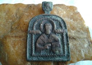 Rare Antique C.  17 - 18th Cent.  Large Orthodox Medal St.  Nicholas The Wonderworker