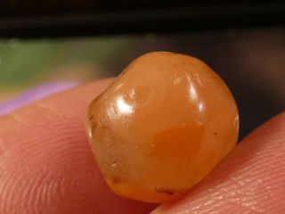Ancient Indo Tibetan Banded Orange Agate Eye Bead Round Shape 12.  6 Mm
