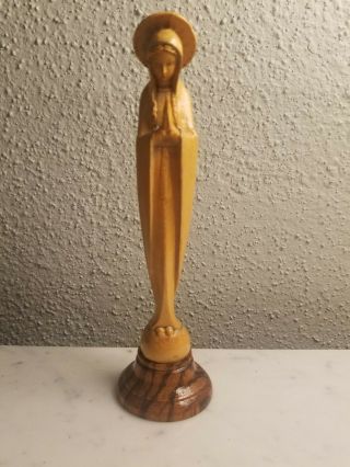 Vintage Anri Praying Madonna Carved Wooden Statue