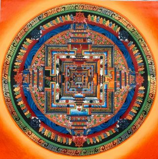 , Hand - Painted,  Kalachakra Mandala,  Tibetan,  Thangka,  Thanka,  Tanka,  Art