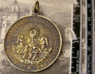 Antique Our Lady of Guadalupe Catholic Blessed Sacrament Bronze Pilgrimage Medal 3