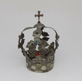 ANTIQUE HOLY CROWN HALO SILVERED FOR MADONNA VIRGIN SAINT A - 15 2