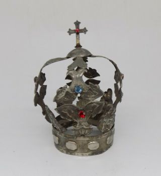 ANTIQUE HOLY CROWN HALO SILVERED FOR MADONNA VIRGIN SAINT A - 15 3