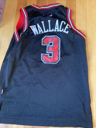 Adidas Ben Wallace 3 Chicago Bulls Nba Sewn Jersey Kids Medium Black