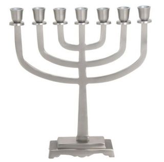 Judaica Aluminum Sabbath Traditional Knesset 7 Seven Branch Menorah Candlesticks