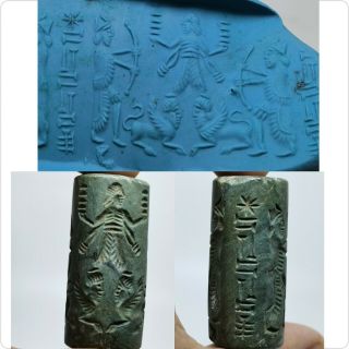 Old Sasanian Near Eastern Writing Cylinder Seal Intaglio Stone Bead.  58