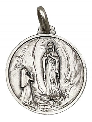 25mm Sterling Silver 925 Our Lady Of Lourdes Italian Medal Pendant Charm Healing