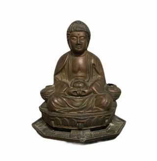 Antique Vantines Buddha Incense Burner Cast Metal 1202